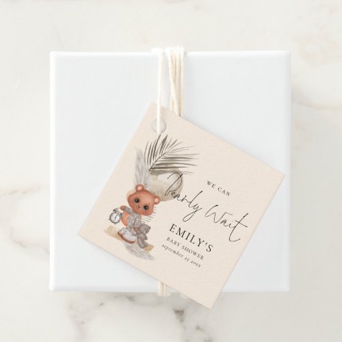 Boho Chic We Can Bearly Wait Thanks Baby Shower Favor Tags