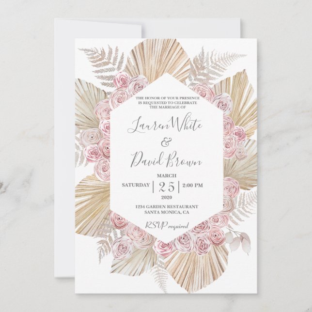 Boho chic wedding invitation (Front)