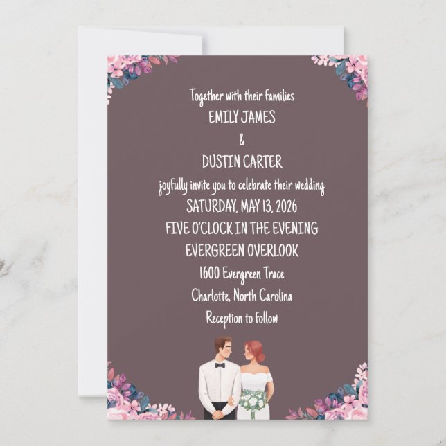 Boho Chic Wedding Invitation Card (Front)