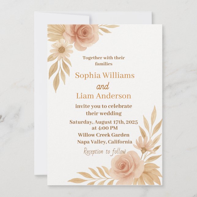Boho Chic Wedding Invitation – Editable Template (Front)