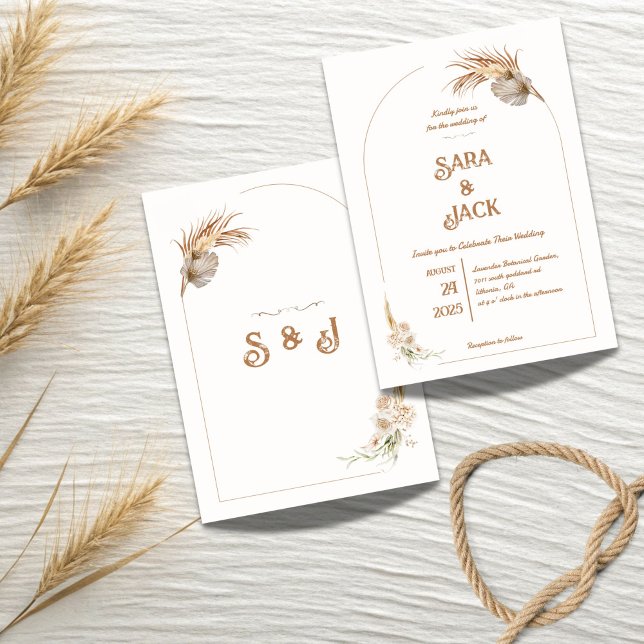 Boho Chic Wedding Invitation Pampas Grass (Creator Uploaded)