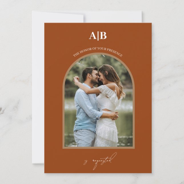 Boho Chic Wedding Modern Arch Minimalist Wedding Invitation (Front)