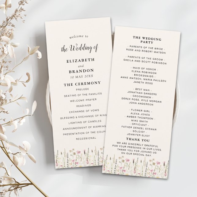 Boho Chic Wedding with Beige Flowers Program (Creator Uploaded)