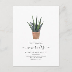 Boho Chic We've Moved New Roots Succulent Plant Announcement Postcard