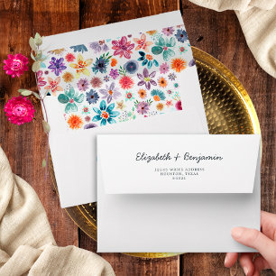 Boho Chic Whimsical Wildflower Garden Wedding Envelope