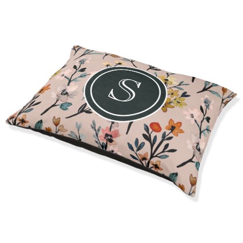 Boho Chic Whimsy Dusty Rose Watercolor Pet Bed