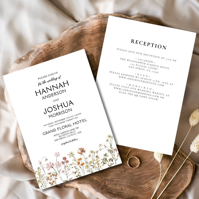 Boho Chic Wildflower All in One Colorful Wedding Invitation (Creator Uploaded)