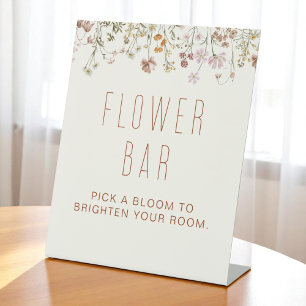 Boho Chic Wildflower Baby Shower Flower Bar Pedestal Sign