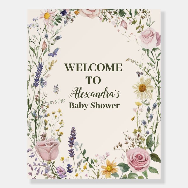 Boho Chic Wildflower  Baby Shower Foam Board (Front)
