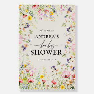 Boho Chic Wildflower Baby Shower Welcome Sign