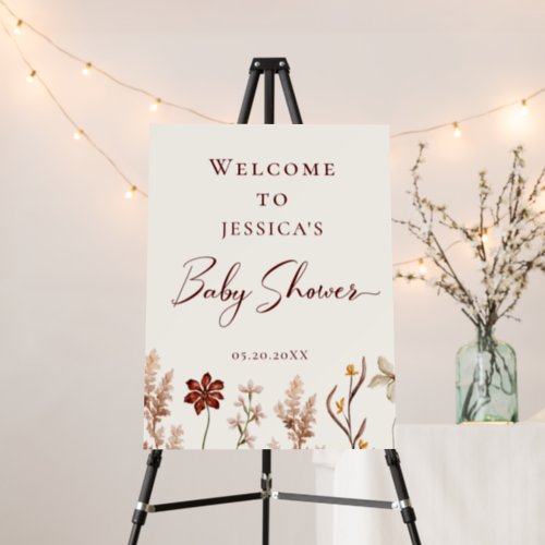 Boho Chic Wildflower Baby Shower Welcome Sign