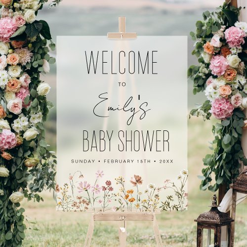 Boho Chic Wildflower Baby Shower Welcome Sign by Pretty Girly Designs