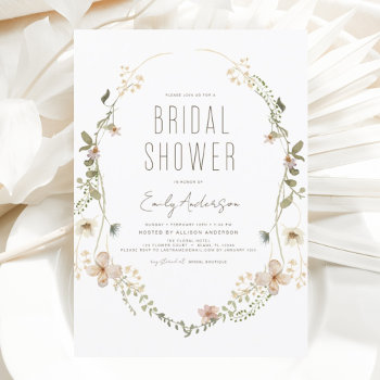 Boho Chic Wildflower Bridal Shower Elegant Invitation by Hot_Foil_Creations at Zazzle