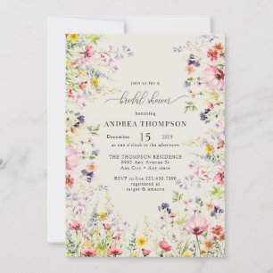 Boho Chic Wildflower Bridal Shower Invitation
