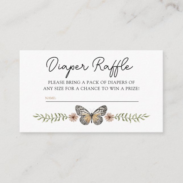 Boho Chic Wildflower Diaper Raffle Baby Shower Enclosure Card (Front)