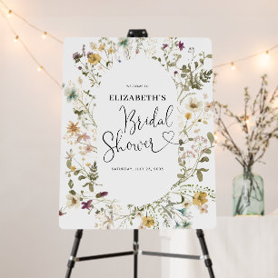 Boho Chic Wildflower Floral Bridal Shower Welcome Foam Board
