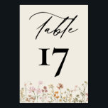 Boho Chic Wildflower Modern Wedding Table Number<br><div class="desc">The Boho Chic Wildflower Modern Wedding Table Number is a beautifully designed accessory for your wedding tablescape. Featuring a delicate wildflower motif with earthy tones, it effortlessly enhances any bohemian or garden wedding theme. This card combines functionality and charm, guiding guests to their seats while complementing your decor. Fully customizable...</div>