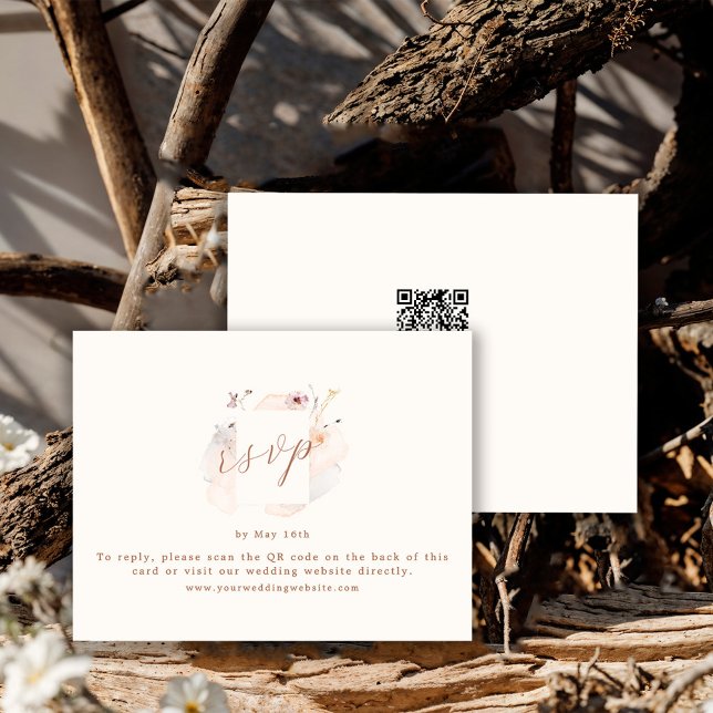 Boho Chic Wildflower QR Code Wedding RSVP Card (Creator Uploaded)