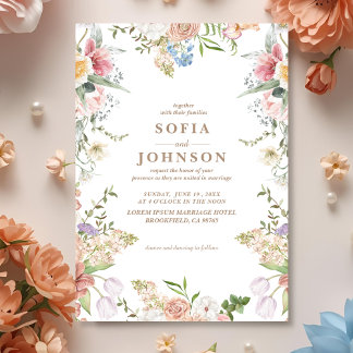 Boho Chic Wildflower Spring Garden Wedding Invitation