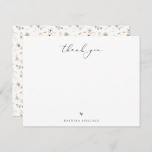 Boho Chic Wildflower Thank You Note Card