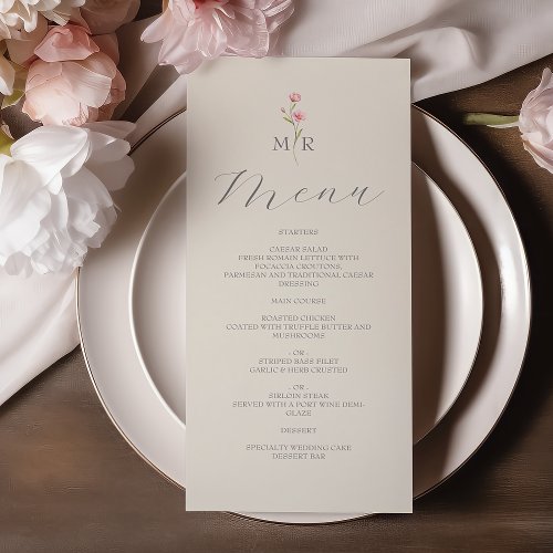 Boho Chic Wildflower Wedding Menu