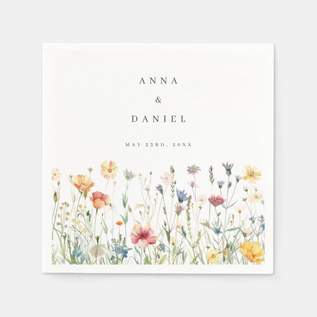 Boho Chic Wildflower Wedding Napkins (Front)