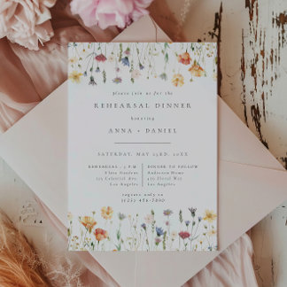 Boho Chic Wildflower Wedding Rehearsal Dinner Invitation