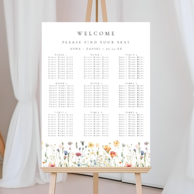 Boho Chic Wildflower Wedding Seating Chart Foam Board (Creator Uploaded)