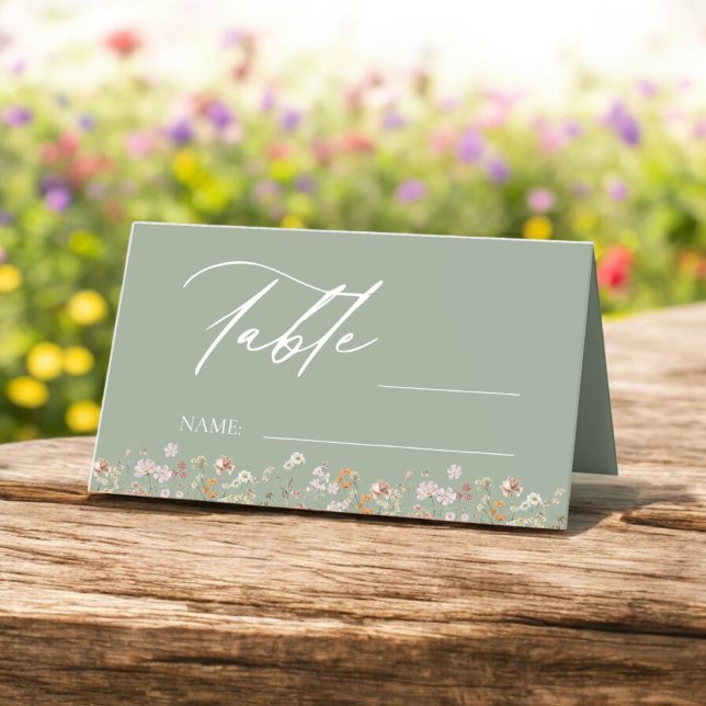 Boho Chic Wildflower Wedding Table Number Place Card (Creator Uploaded)