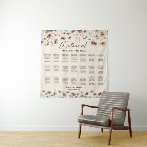 Boho Chic Wildflowers 21 Table Seating Chart Tapestry