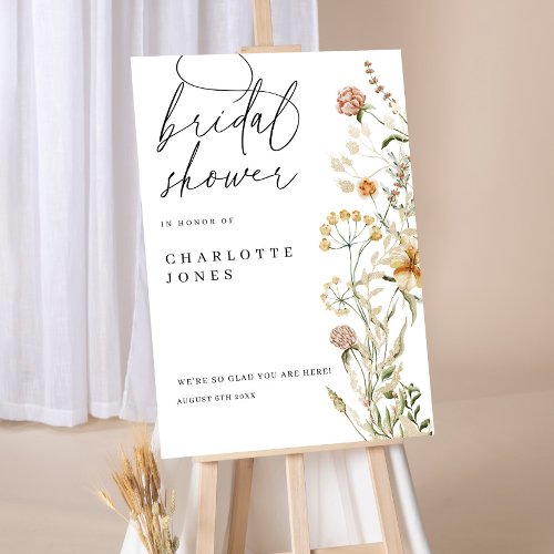 Boho Chic Wildflowers Bridal Shower Welcome Sign