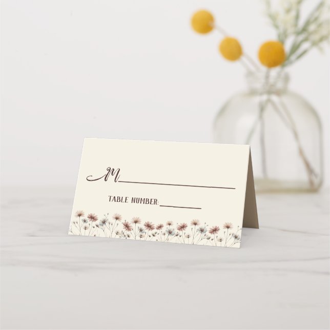 Boho Chic Wildflowers Elegant Wedding Write-In Place Card (Front)
