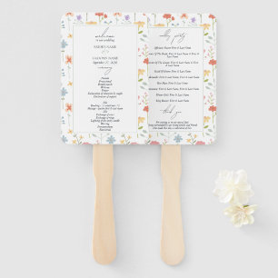 Boho Chic Wildflowers Floral Program Wedding Hand Fan