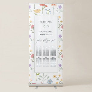 Boho Chic Wildflowers Floral Wedding Seating Chart Retractable Banner