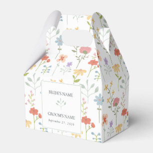 Boho Chic Wildflowers Modern Floral Wedding Favor Boxes
