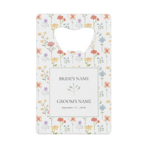 Boho Chic Wildflowers Modern Floral Wedding Favor Credit Card Bottle Opener