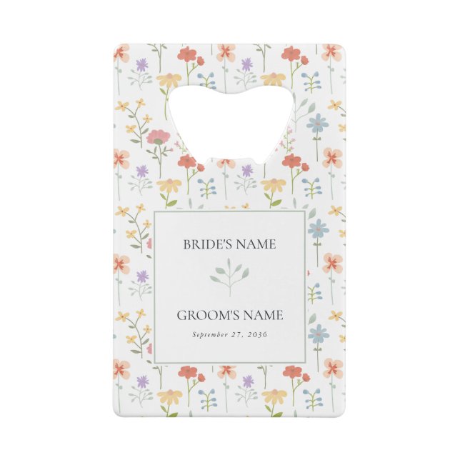 Boho Chic Wildflowers Modern Floral Wedding Favor Credit Card