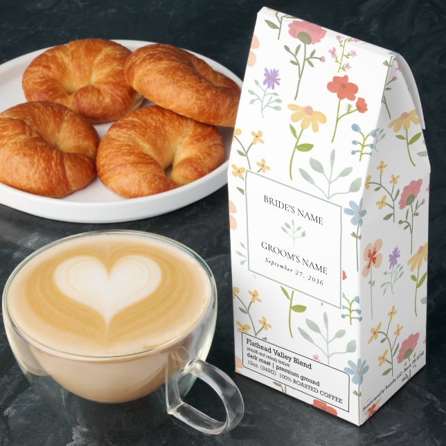 Boho Chic Wildflowers Modern Floral Wedding Favor Roasted Coffee (Breakfast)