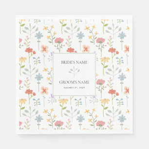 Boho Chic Wildflowers Modern Floral Wedding Napkins