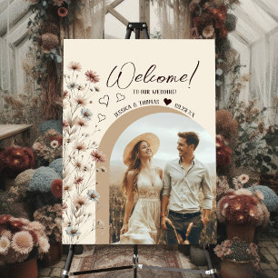 Boho Chic Wildflowers Photo Arch Wedding Welcome Foam Board