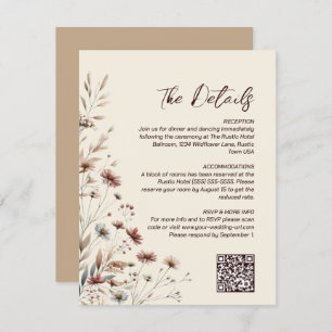 Boho Chic Wildflowers QR Code Wedding Details Enclosure Card
