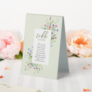 Boho chic Wildflowers Script Wedding Place Cards Table Tent