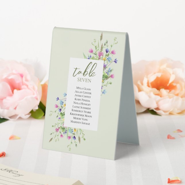 Boho chic Wildflowers Script Wedding Place Cards Table Tent (In SItu (Wedding))