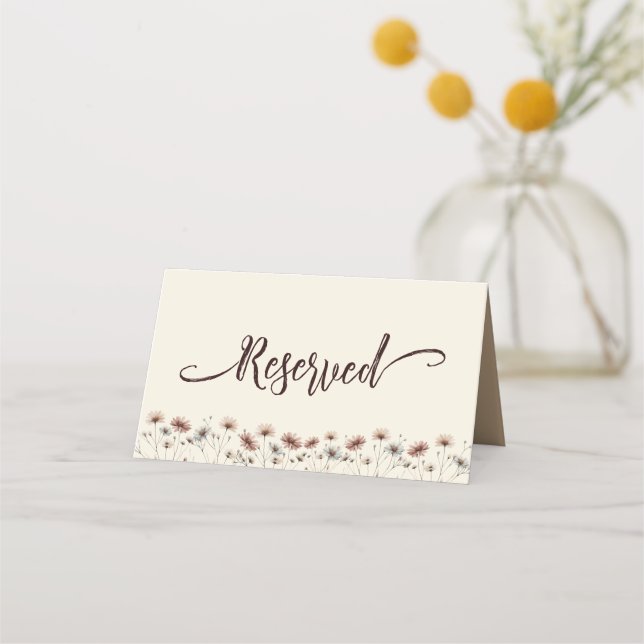 Boho Chic Wildflowers Simple Wedding Reserved Place Card (Front)