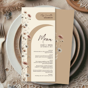 Boho Chic Wildflowers Wedding Place Card Menu