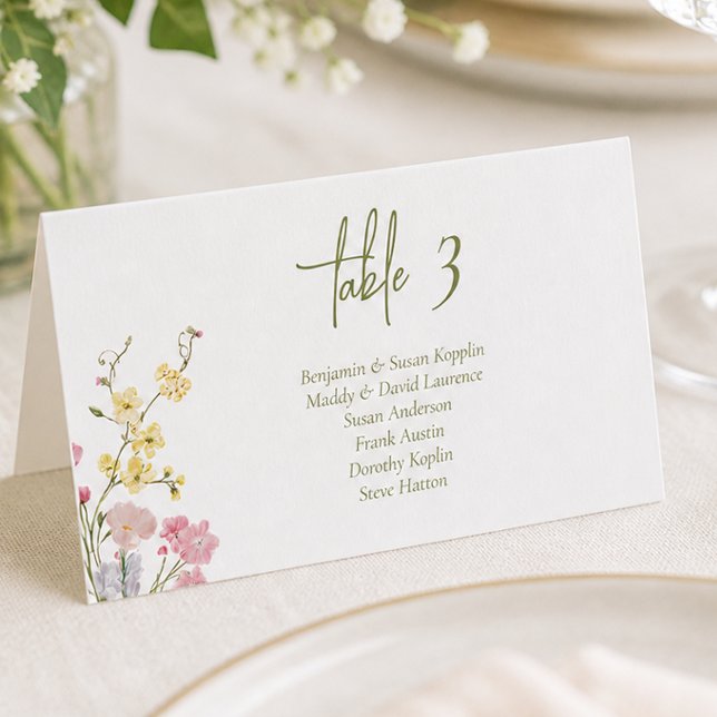 Boho Chic Wildflowers Wedding Place Cards (Boho Chic Wildflowers Wedding Place Cards)