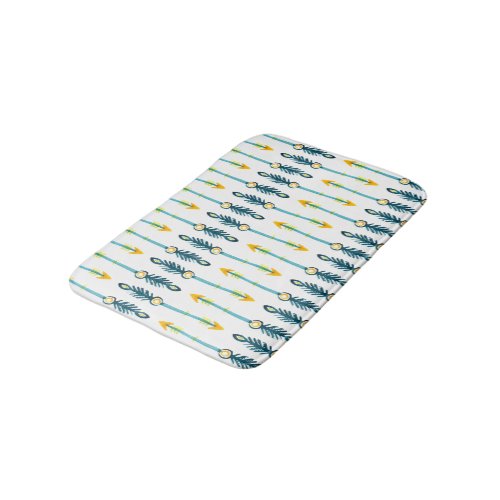 boho chic yellow blue arrows bath mat