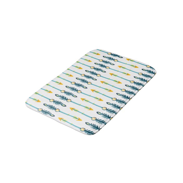 boho chic yellow blue arrows bath mat | Zazzle.com