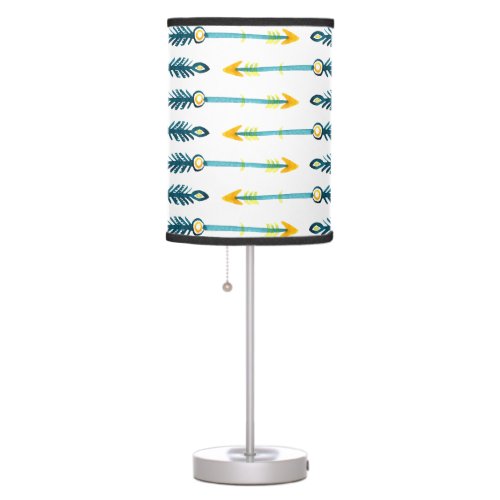 boho chic yellow blue arrows lamp