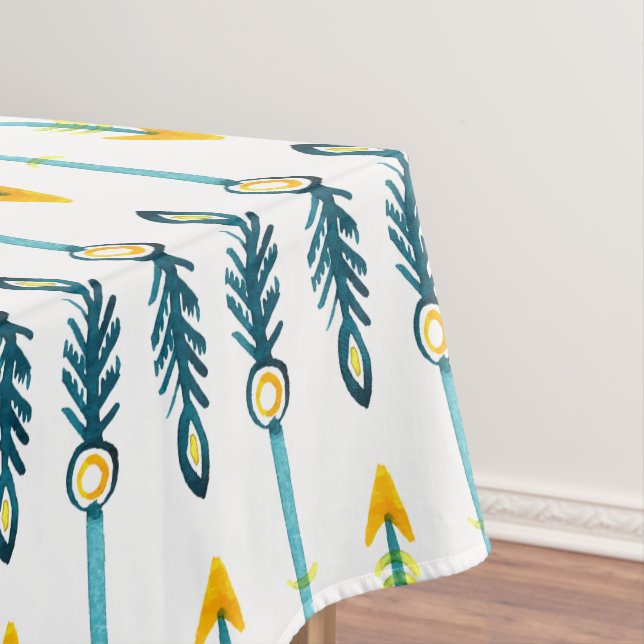 boho chic yellow blue arrows table cover tablecloth (In Situ)
